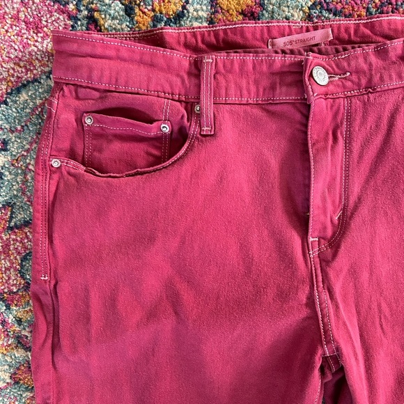 Levi’s | Women's Magenta 505 Straight Chino Pants Jeans, zip/button closure, 10 - Picture 6 of 14